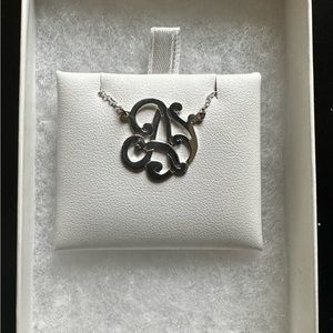 Silver A monogram necklace